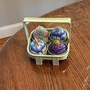 vintage millefiori wax egg-shaped candle Decorative Ceramic Egg Set with Holder